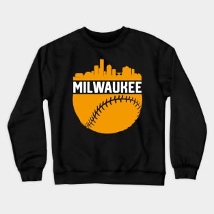 Downtown Milwaukee Wisconsin Skyline Baseball Crewneck Sweatshirt